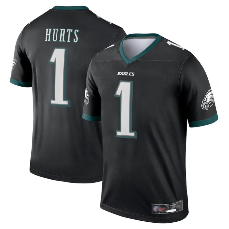 Friene P.Eagles #1 Jalen Hurts Player Black Legend Baseball Stitched Jerseys
