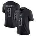 Friene P.Eagles #1 Jalen Hurts Player Black REFLECTIVE Limited Stitched Jerseys