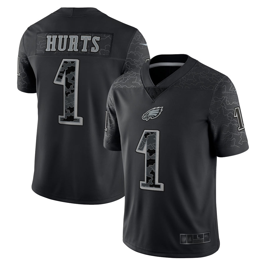 Friene P.Eagles #1 Jalen Hurts Player Black REFLECTIVE Limited Stitched Jerseys