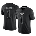 Friene P.Eagles #1 Jalen Hurts Player Black Reflective Limited Home Game Stitched Jerseys