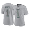 Friene P.Eagles #1 Jalen Hurts Player Gray Atmosphere Fashion Home Game Stitched Jerseys