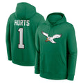 Friene P.Eagles #1 Jalen Hurts Player Green Pullover Hoodies Home Game Stitched Jerseys