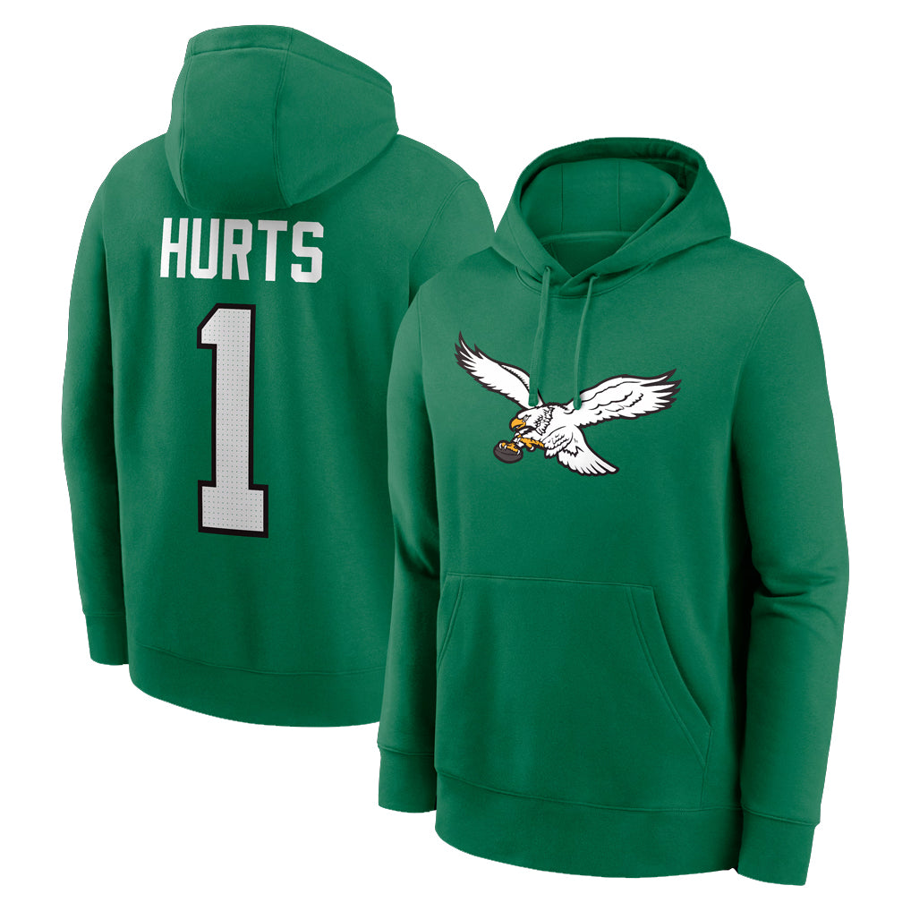 Friene P.Eagles #1 Jalen Hurts Player Green Pullover Hoodies Home Game Stitched Jerseys