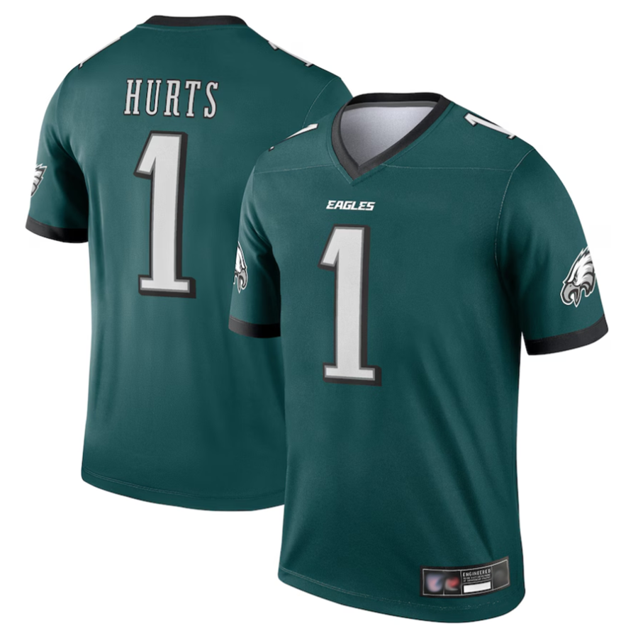Friene P.Eagles #1 Jalen Hurts Player Green Team Legend Baseball Stitched Jerseys