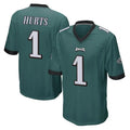 Friene P.Eagles #1 Jalen Hurts Player Team Color Green Home Game Stitched Jerseys