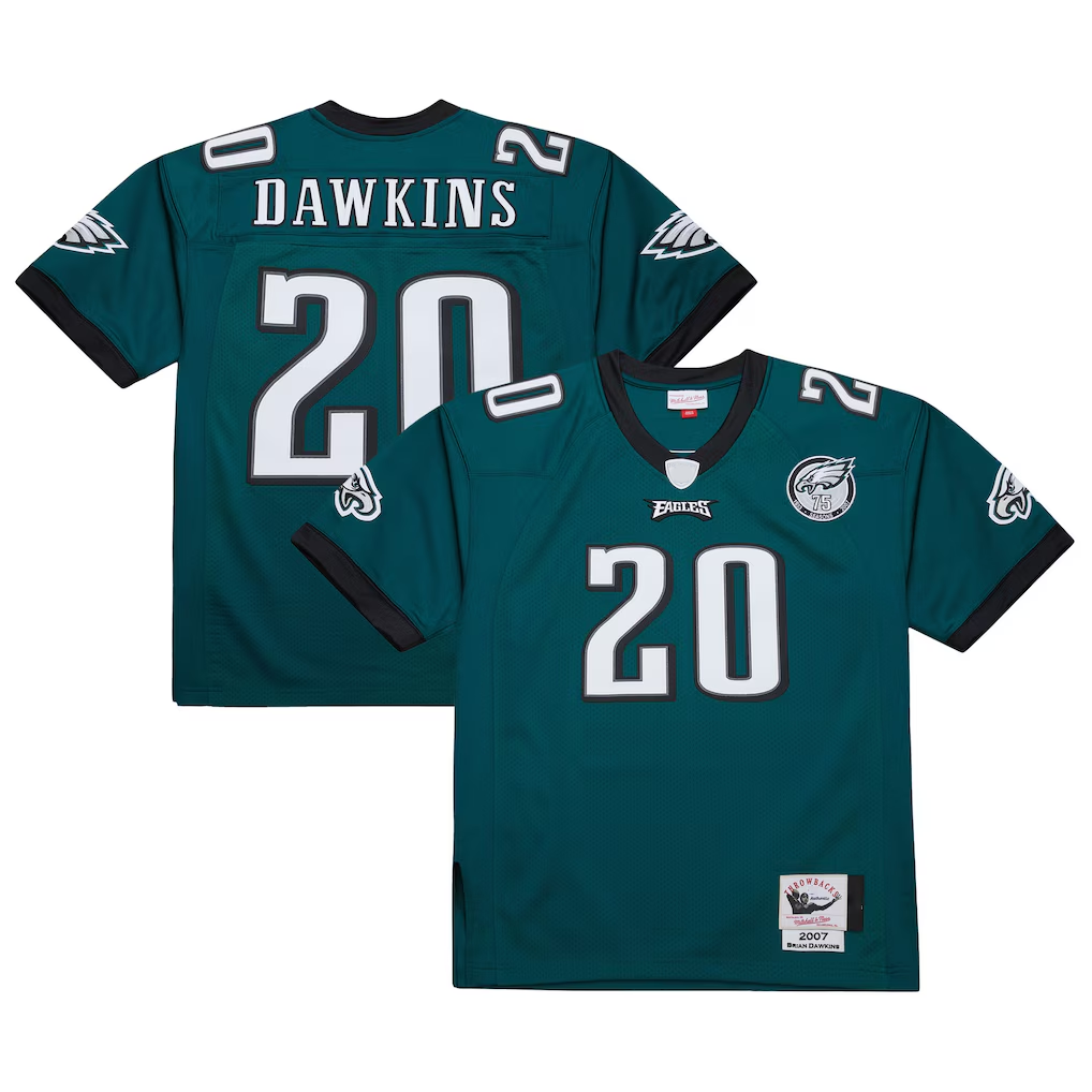 Friene P.Eagles #20 Brian Dawkins Mitchell & Ness Green 2007 Authentic Throwback Retired Player Stitched Jerseys