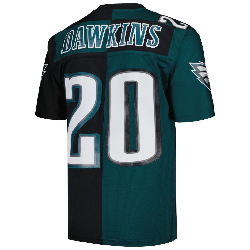 Friene P.Eagles #20 Brian Dawkins Mitchell & Ness Midnight Green-Black Split Legacy Replica Stitched Jerseys
