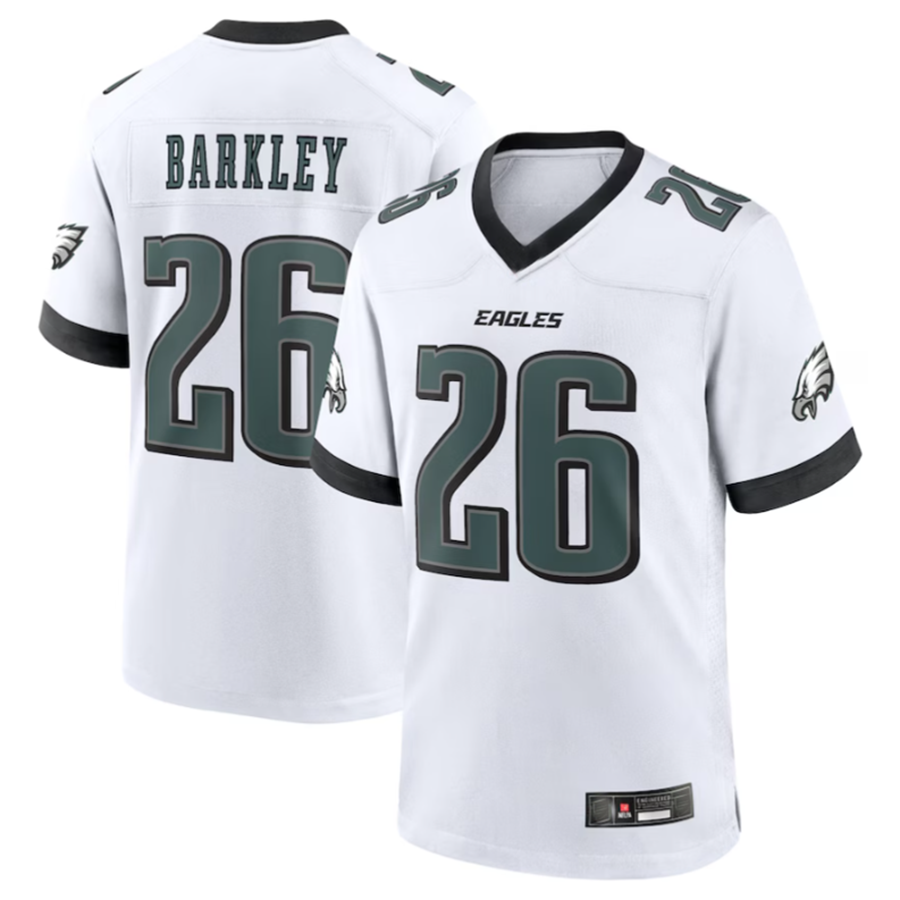 Friene P.Eagles #26 Saquon Barkley Midnight White Game Player Jersey Stitched American Stitched Jerseys