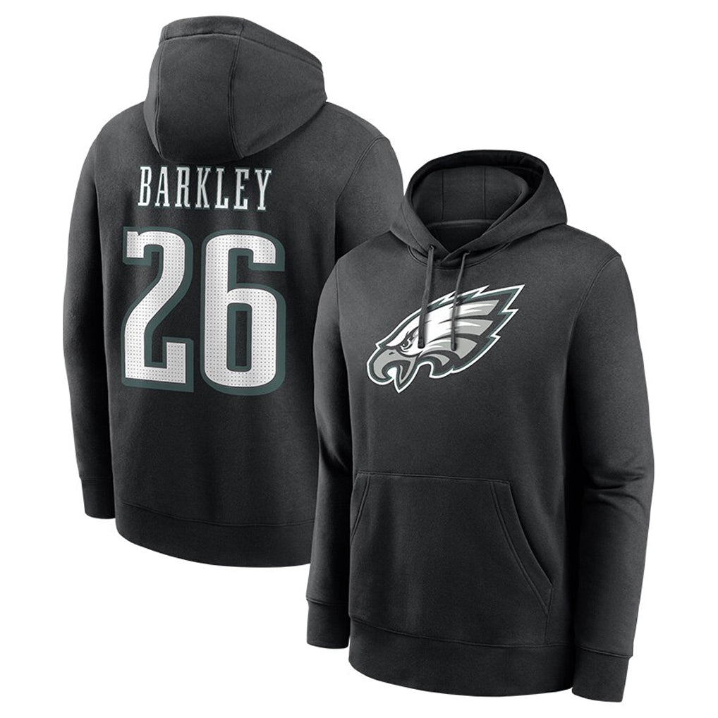 Friene P.Eagles #26 Saquon Barkley Player Black Pullover Hoodies Home Game Stitched Jerseys