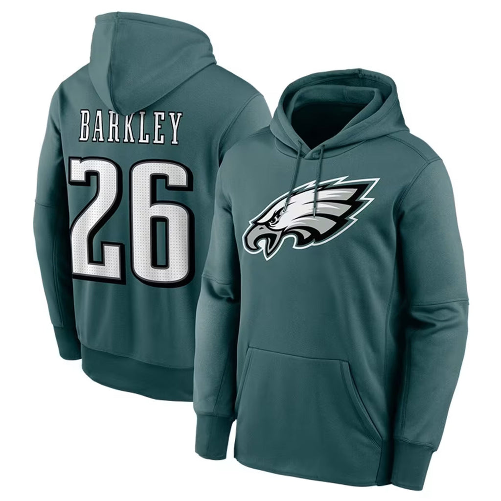 Friene P.Eagles #26 Saquon Barkley Player Green Pullover Hoodie Stitched Jerseys