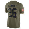 Friene P.Eagles #26 Saquon Barkley Player Salute To Service Olive Stitched Jerseys