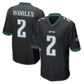 Friene P.Eagles #2 Riq Woolen Player Black Home Game Stitched Jerseys