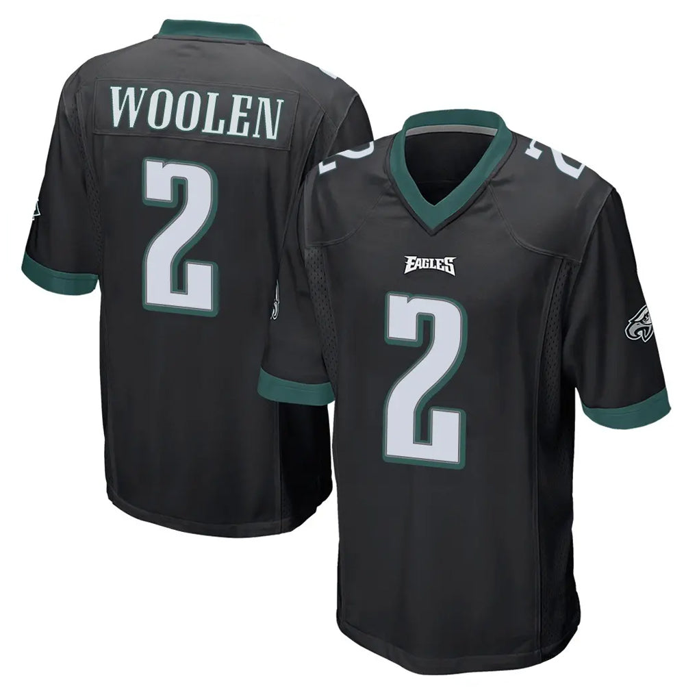 Friene P.Eagles #2 Riq Woolen Player Black Home Game Stitched Jerseys