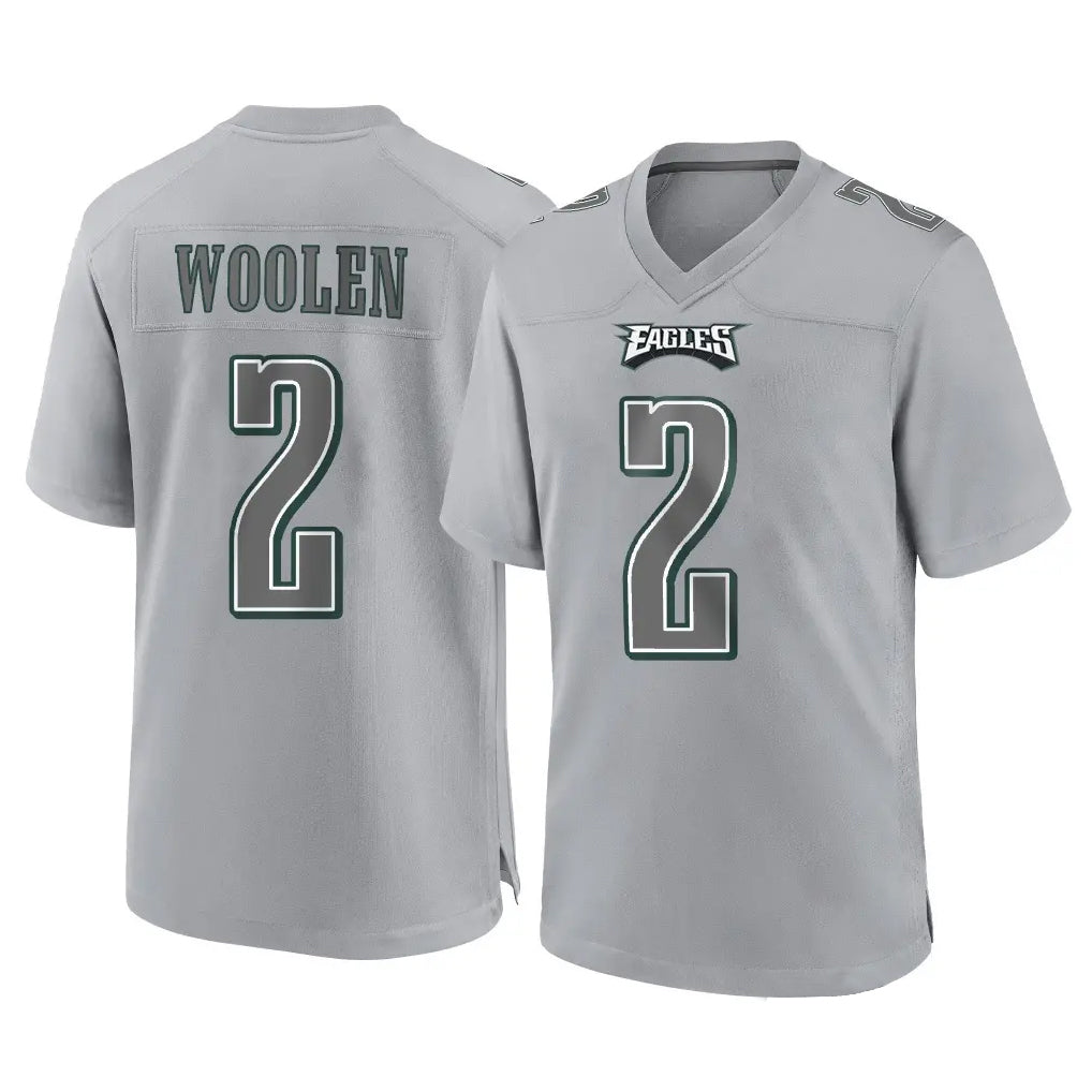 Friene P.Eagles #2 Riq Woolen Player Gray Atmosphere Fashion Home Game Stitched Jerseys