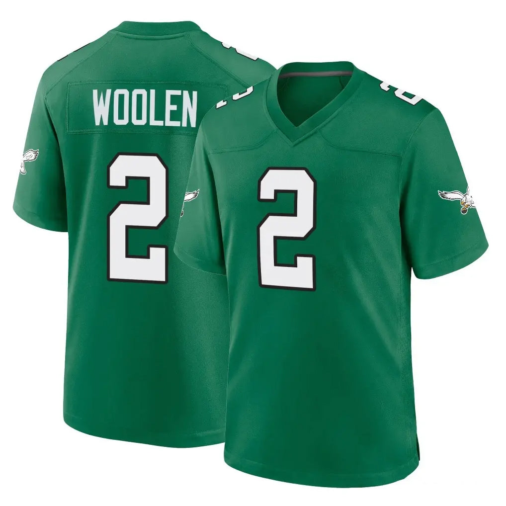Friene P.Eagles #2 Riq Woolen Player Green Kelly Alternate Home Game Stitched Jerseys