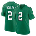 Friene P.Eagles #2 Riq Woolen Player Green Kelly Alternate Home Game Stitched Jerseys