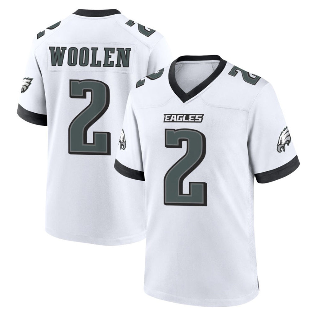 Friene P.Eagles #2 Riq Woolen Player White Game Home Stitched Jerseys