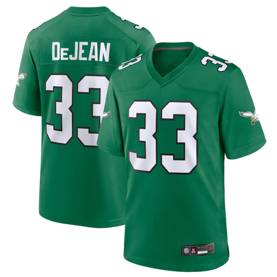 Friene P.Eagles #33 Cooper DeJean Player Kelly Green Replica Game Baseball Stitched Jerseys