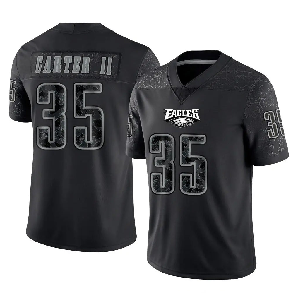 Friene P.Eagles #35 Michael Carter II Player Black Reflective Limited Home Game Stitched Jerseys