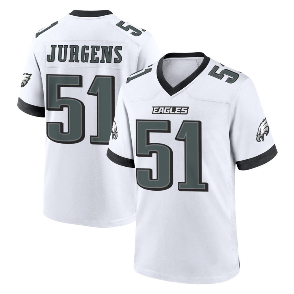 Friene P.Eagles #51 Cam Jurgens Player White Game Home Stitched Jerseys