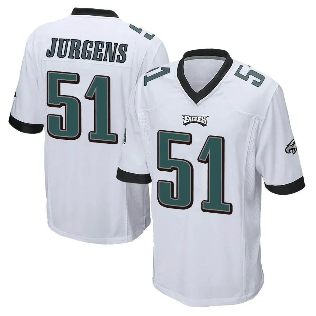 Friene P.Eagles #51 Cam Jurgens Player White Home Game Stitched Jerseys