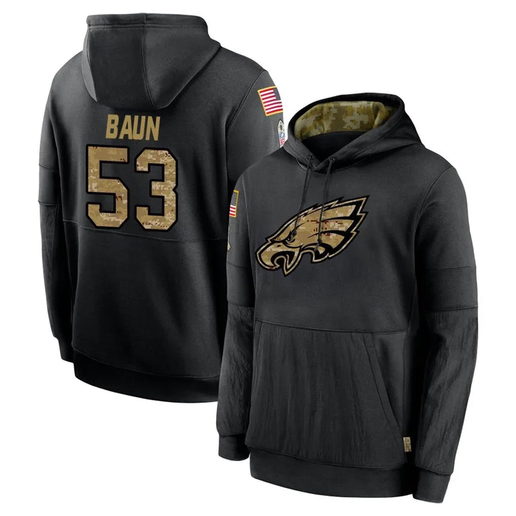 Friene P.Eagles #53 Zack Baun Player Black Salute to Service Hoodies Limited Game Stitched Jerseys