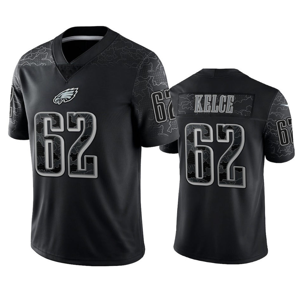 Friene P.Eagles #62 Jason Kelce Player Black REFLECTIVE Limited Stitched Jerseys