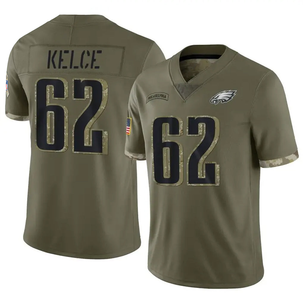 Friene P.Eagles #62 Jason Kelce Player Salute To Service Olive Stitched Jerseys