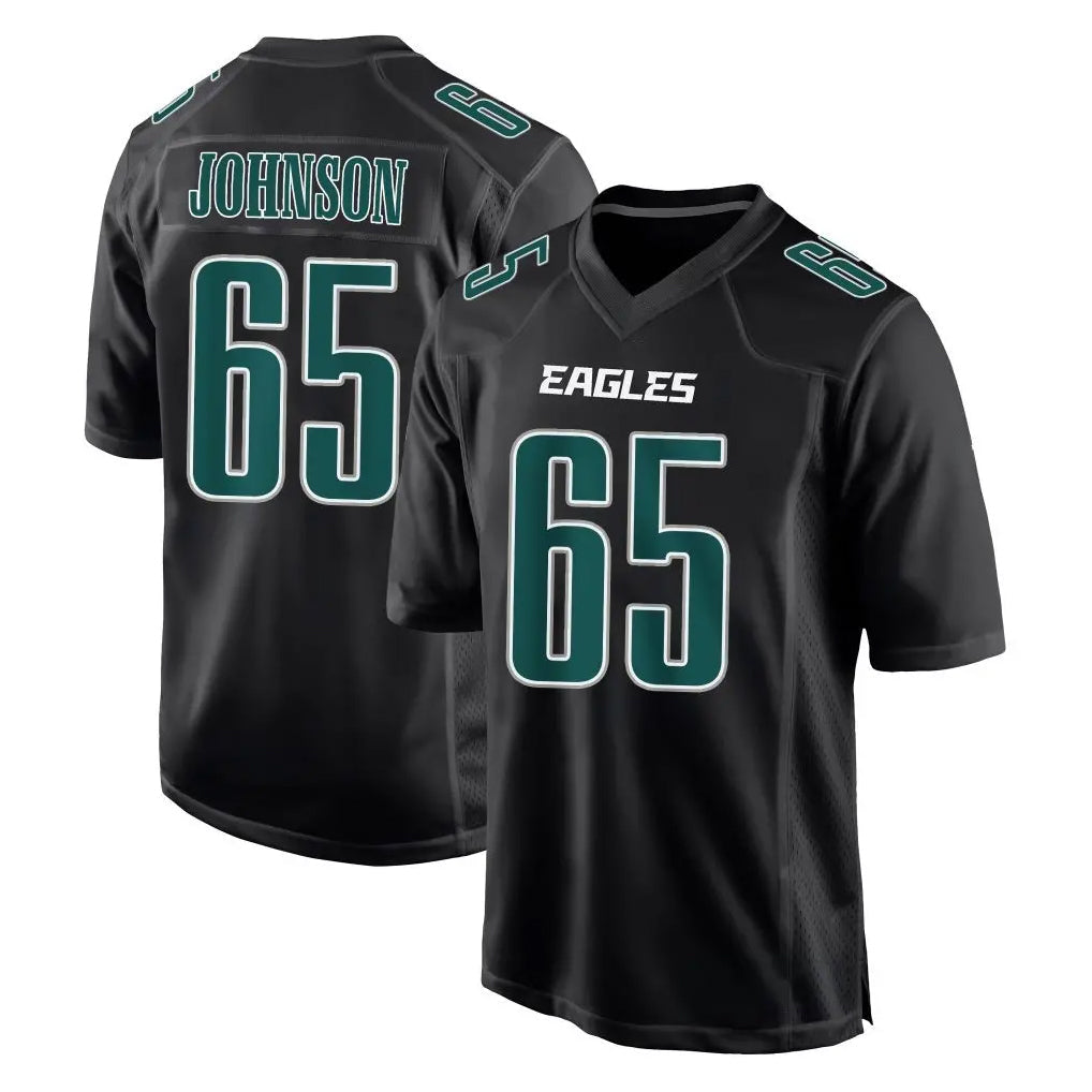 Friene P.Eagles #65 Lane Johnson Player Carbon Black Fashion Home Game Stitched Jerseys