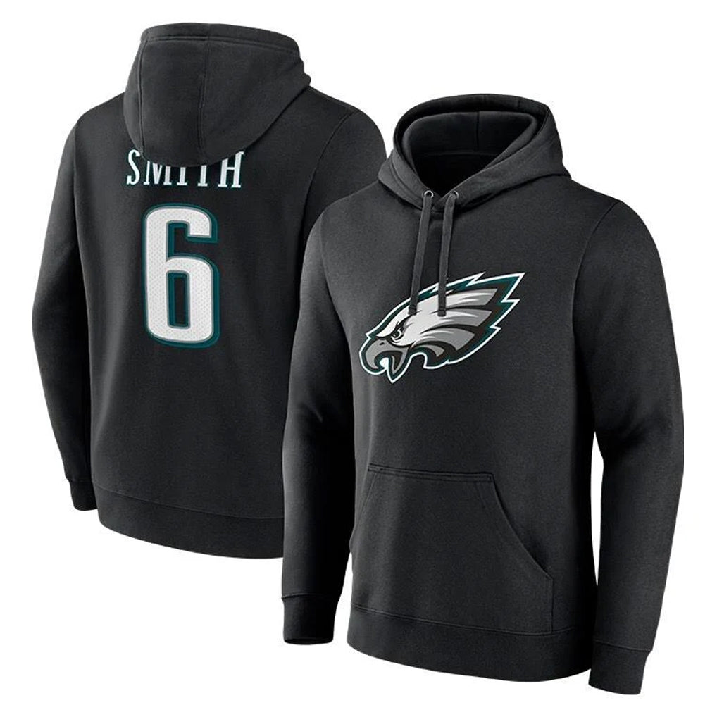 Friene P.Eagles #6 DeVonta Smith Player Black Pullover Hoodies Home Game Stitched Jerseys