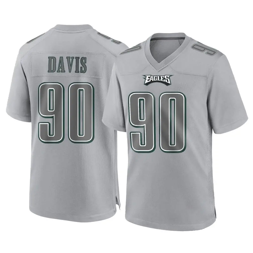 Friene P.Eagles #90 Jordan Davis Player Gray Atmosphere Fashion Home Game Stitched Jerseys