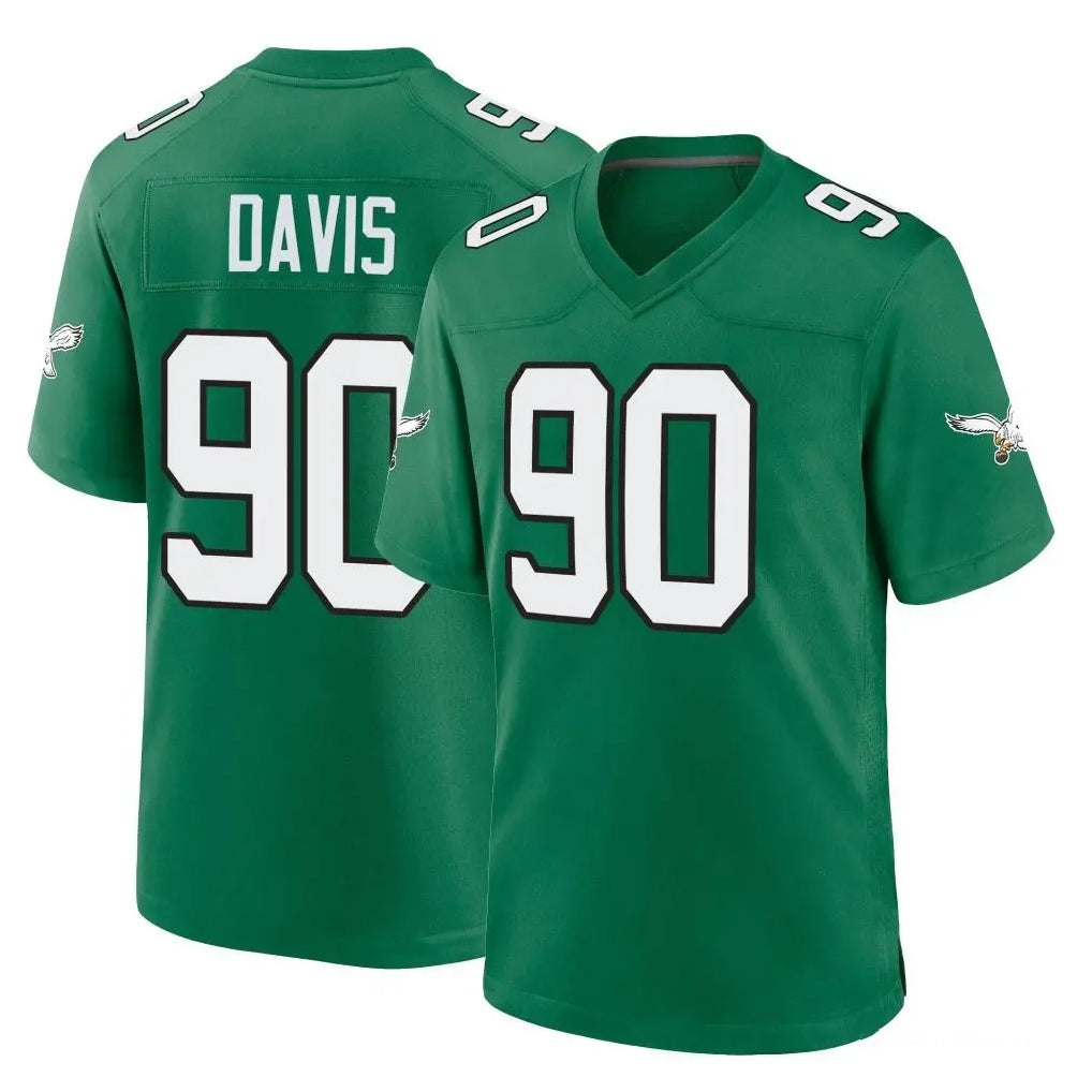 Friene P.Eagles #90 Jordan Davis Player Green Kelly Alternate Home Game Stitched Jerseys