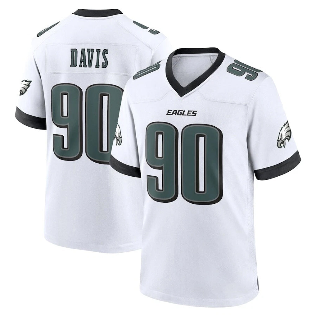 Friene P.Eagles #90 Jordan Davis Player White Game Home Stitched Jerseys