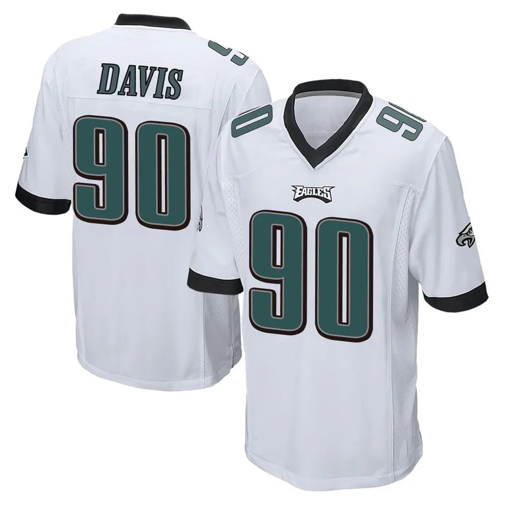 Friene P.Eagles #90 Jordan Davis Player White Home Game Stitched Jerseys