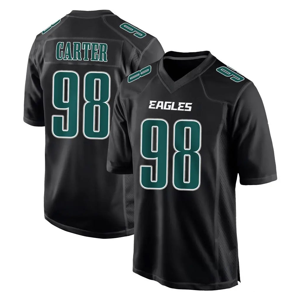 Friene P.Eagles #98 Jalen Carter Player Carbon Black Fashion Home Game Stitched Jerseys