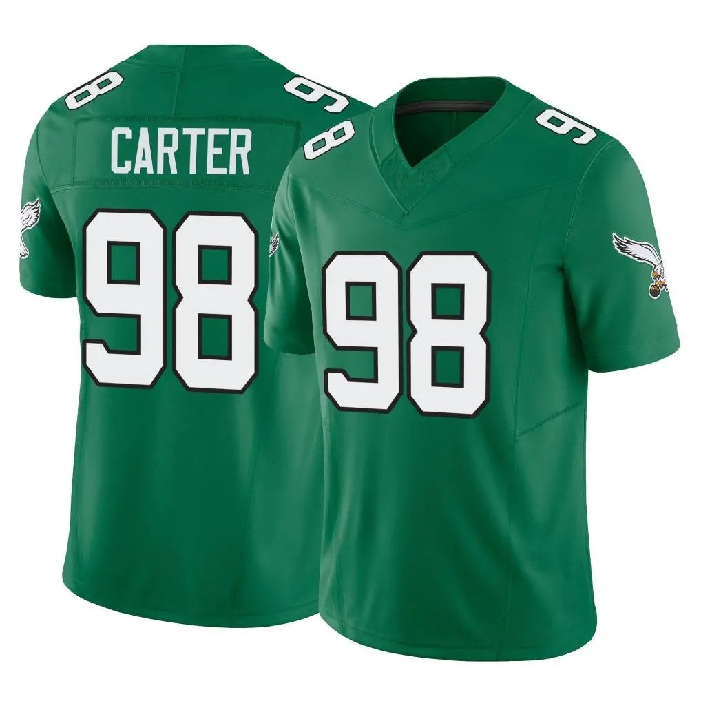 Friene P.Eagles #98 Jalen Carter Player Green Kelly Alternate Vapor F.U.S.E. Home Game Stitched Jerseys