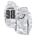 Friene P.Eagles #98 Jalen Carter Player Military Hoodie Arctic Camo Salute To Service Stitched Jerseys