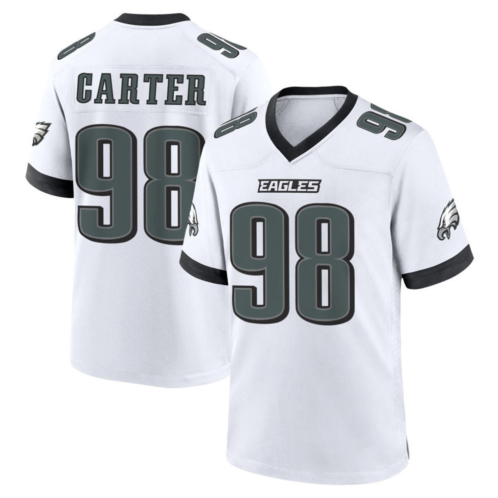 Friene P.Eagles #98 Jalen Carter Player White Game Home Stitched Jerseys