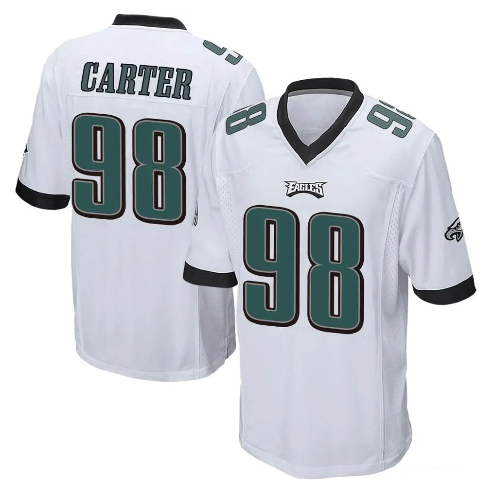 Friene P.Eagles #98 Jalen Carter Player White Home Game Stitched Jerseys