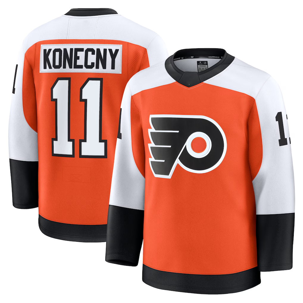 Friene P.Flyers #11 Travis Konecny Burnt Orange Home Premium Jerseys
