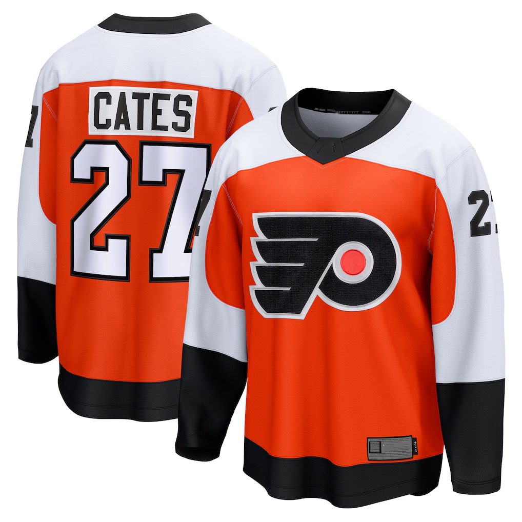 Friene P.Flyers #27 Noah Cates Orange Home Breakaway Jerseys