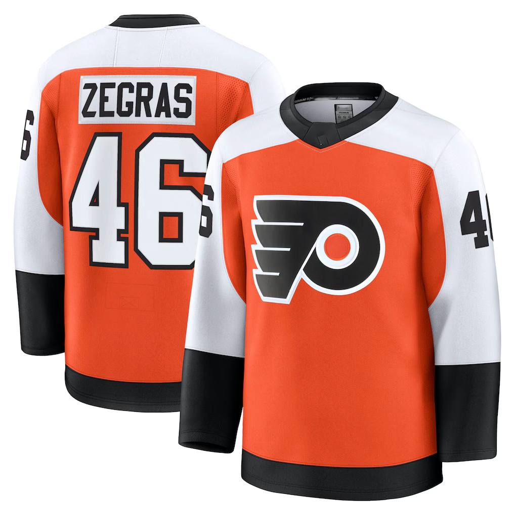 Friene P.Flyers #46 Trevor Zegras Orange Home Breakaway Jerseys