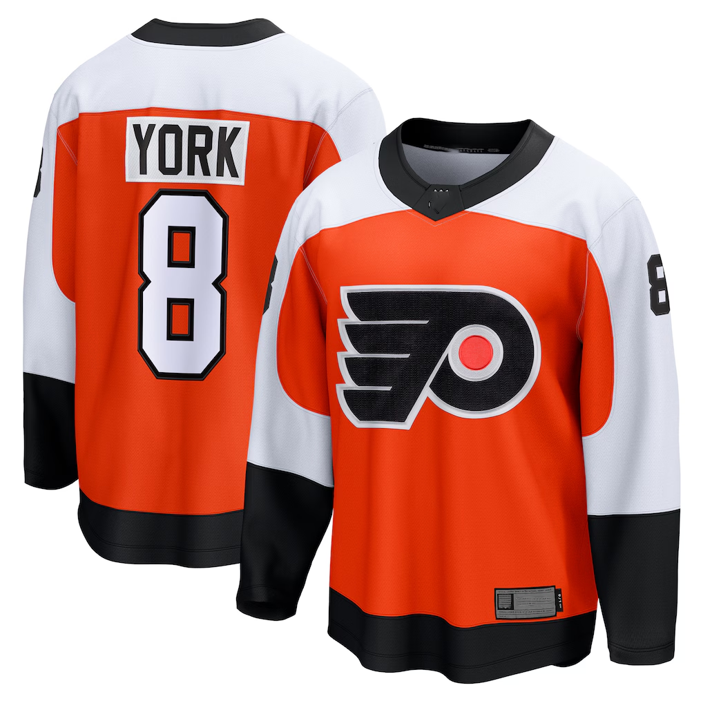 Friene P.Flyers #8 Cam York Orange Home Breakaway Jerseys