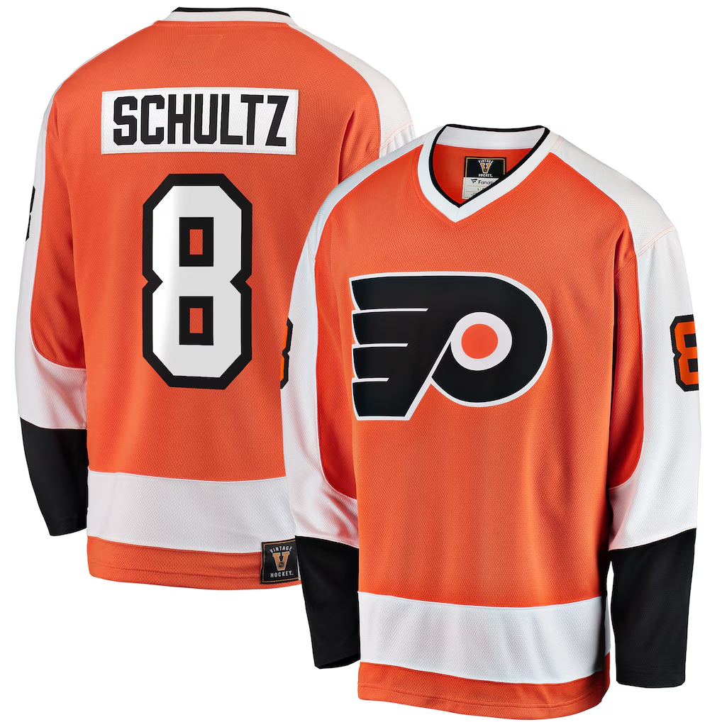 Friene P.Flyers #8 Dave Schultz Orange Premier Breakaway Retired Player Jerseys