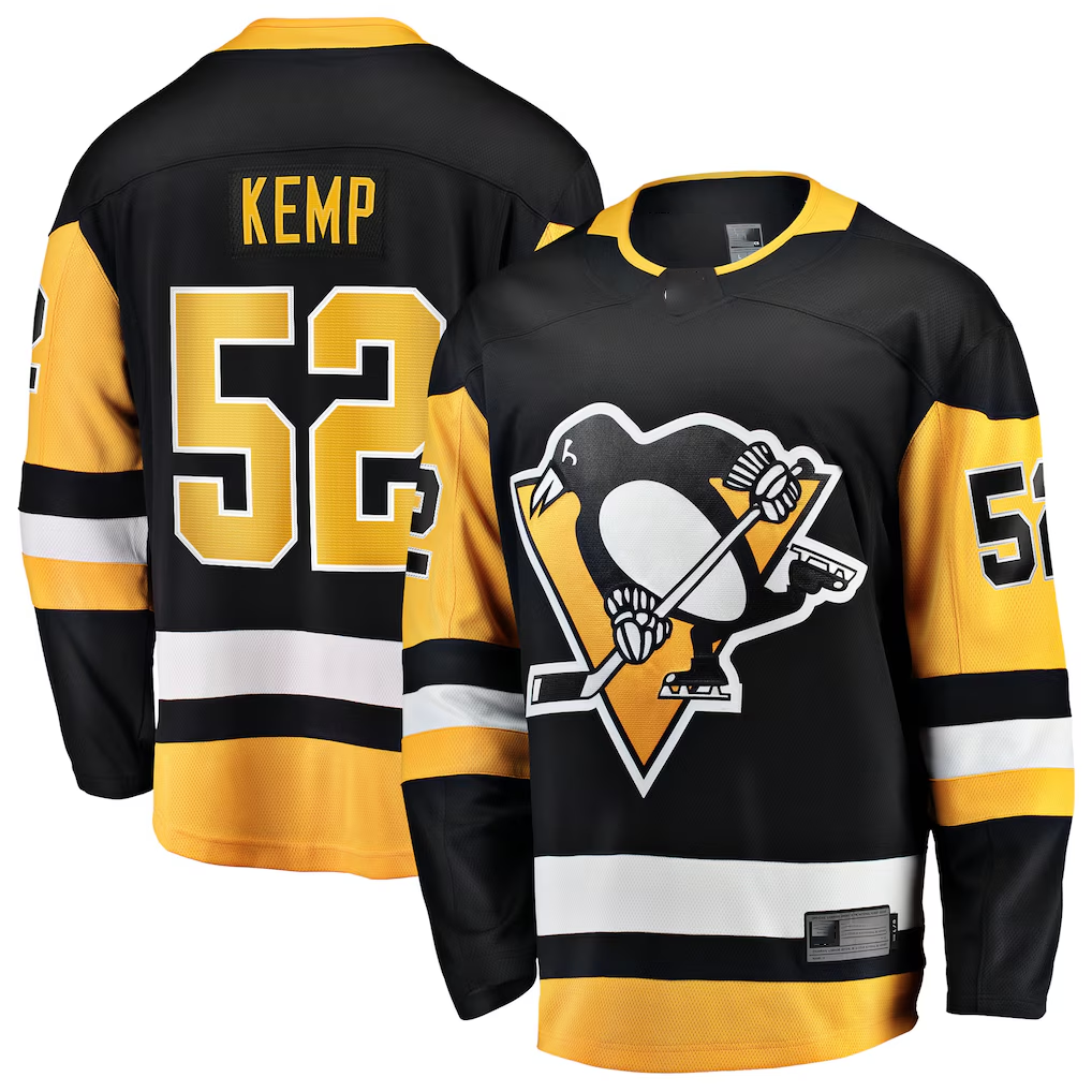 Friene P.Penguins #52 Philip Kemp Black Home Breakaway Jerseys