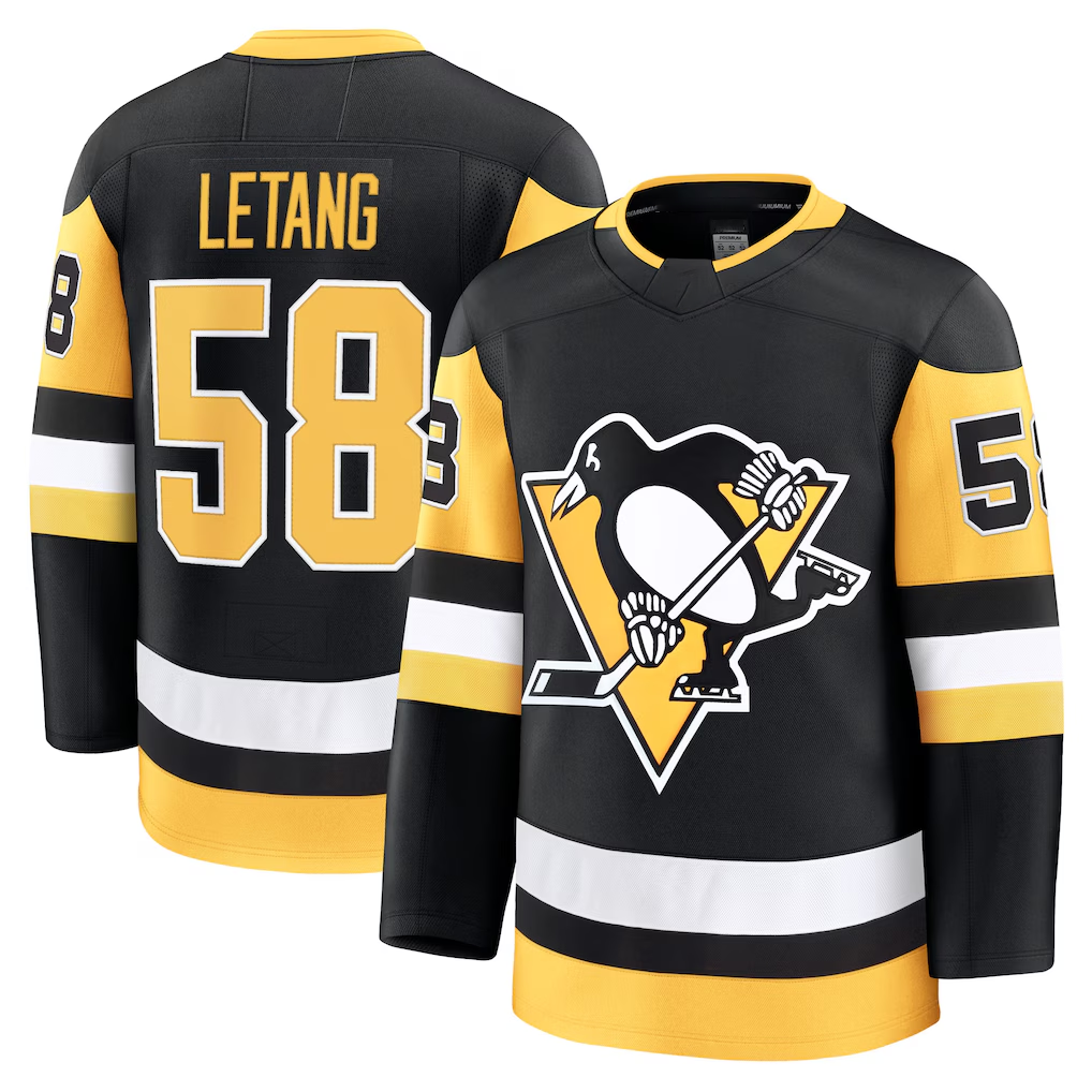 Friene P.Penguins #58 Kris Letang Black Home Premium Jerseys
