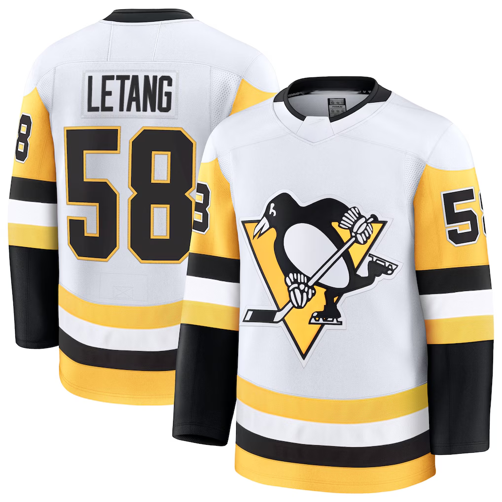 Friene P.Penguins #58 Kris Letang White Premium Jerseys