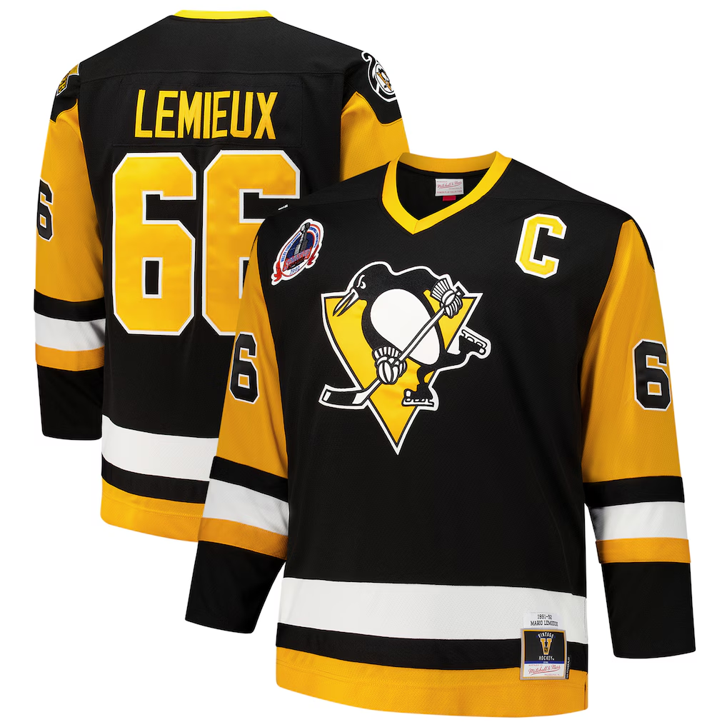 Friene P.Penguins #66 Mario Lemieux Mitchell & Ness Black Big & Tall 1991-92 Blue Line 2.0 Jerseys