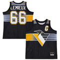 Friene P.Penguins #66 Mario Lemieux Mitchell & Ness Black Maxxed Out Fashion Basketball Jerseys