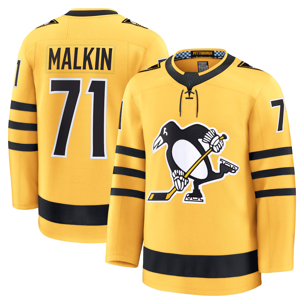 Friene P.Penguins #71 Evgeni Malkin Gold Alternate Premium Player Jerseys
